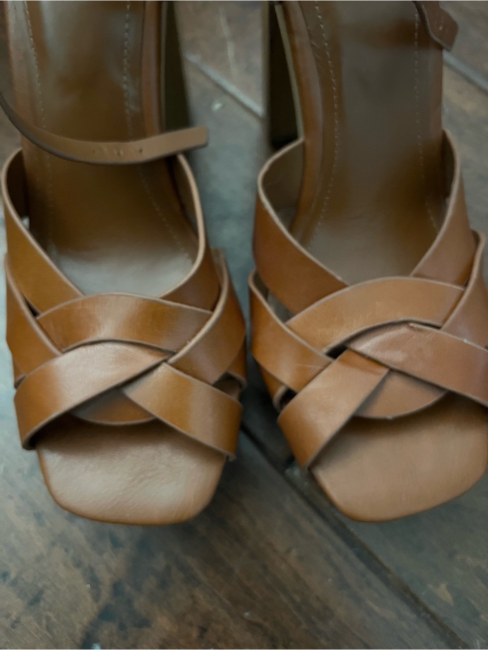 Zara Brown Strappy Block Heel Sandals Women’s EU 39 US 8.5 - Picture 2 of 4